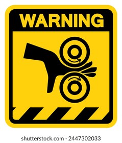 Hand Entanglement Rollers Warning Sign, Vector Illustration, Isolate On White Background Label .EPS10