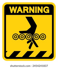 Hand Entanglement Rollers Warning Sign, Vector Illustration, Isolate On White Background Label .EPS10