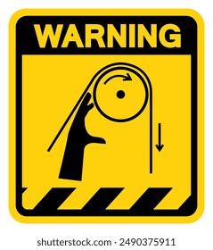 Hand Entanglement Rollers Warning Sign, Vector Illustration, Isolate On White Background Label .EPS10