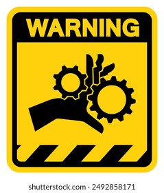Hand Entanglement Rotating Gears Warning Sign, Vector Illustration, Isolate On White Background Label .EPS10