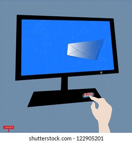 Hand enter global network communication link ,Vector eps10