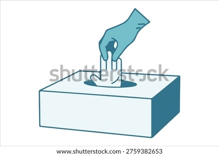 Hand entering a box a symbolic representation of voting silhouette