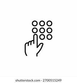 hand entering pin code icon sign vector