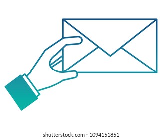hand with envelope isolated icon