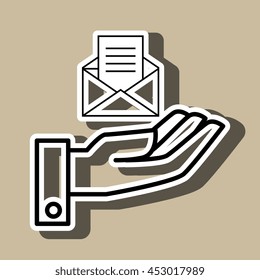 hand and envelope isolated icon design, vector illustration  graphic 