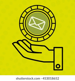hand and envelope isolated icon design, vector illustration  graphic 