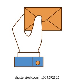 hand with envelope mail