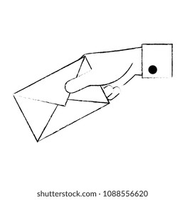 hand with envelope mail