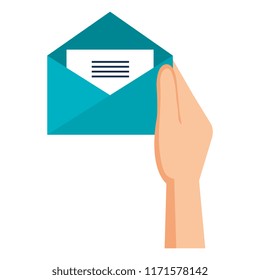 hand with envelope mail