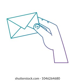 hand with envelope mail isolated icon