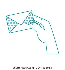 hand with envelope mail isolated icon