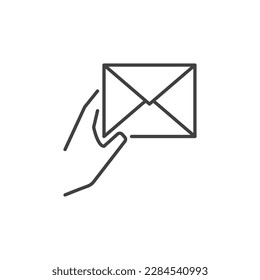 Mano con vector sobre Icono o símbolo del esquema del mensaje