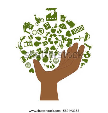 hand with enviroment of recycle and ecology