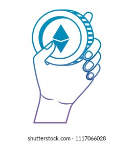 hand with etherum coin