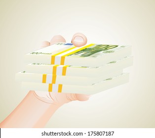 hand with euro bills
