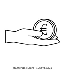 hand with euro coin
