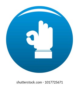 Hand everything good icon vector blue circle isolated on white background 