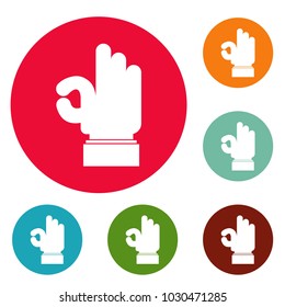 Hand everything good icons circle set vector isolated on white background