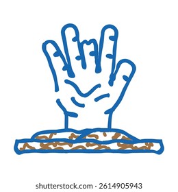 hand evil zombie doodle icon sketch vector. hand evil zombie sign. isolated symbol illustration
