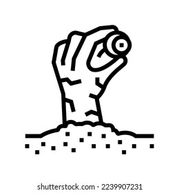 Hand böse Zombie Linie Symbol Vektorgrafik. Hand böse Zombie-Schild. isoliertes Kontursymbol