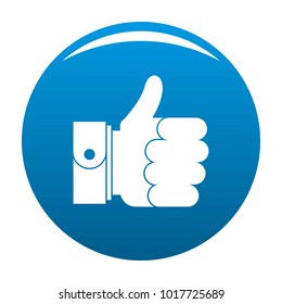 Hand excellent icon vector blue circle isolated on white background 
