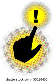 hand and an exclamation point - symbols