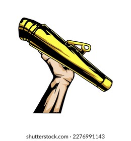 hand with exhaust vector illustration isolated