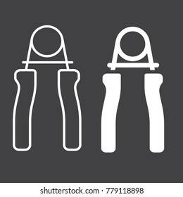 Hand expander line and glyph icon, fitness and sport, Hand grip sign vector graphics, a linear pattern on a black background, eps 10.