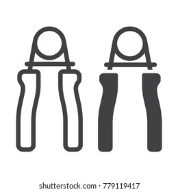 Hand expander line and glyph icon, fitness and sport, Hand grip sign vector graphics, a linear pattern on a white background, eps 10.