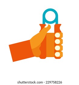 Hand with expanders. Flat design. Vector illustration