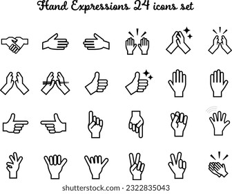 Hand Expressions 24 icons set (with white paint)