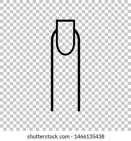 Hand with extended pointing finger sign. Black icon on transparent background. Illustration.