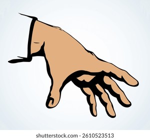 A hand is extended to take. Vector drawing