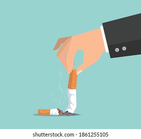 hand extinguishing a Cigarette butt concept