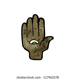hand with eye cartoon symbol