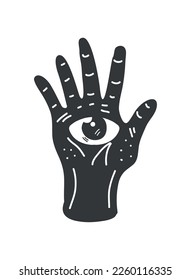 hand and eye esoteric colorless icon isolated