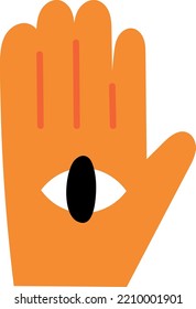 Hand with eye. Esoteric symbol. Psychedelic sign