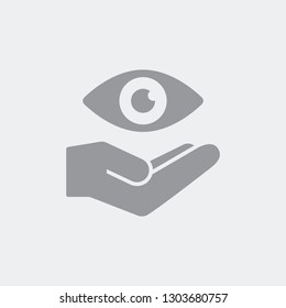 Hand and eye. Flat, clean, minimal and isolated vector illustration with minimal and modern design.