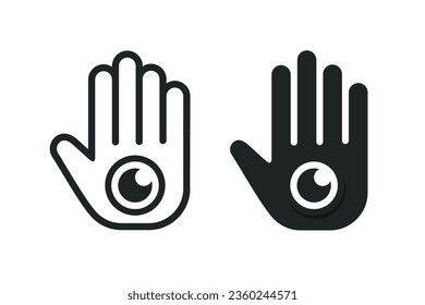 Hand with eye icon. Illustration vector
