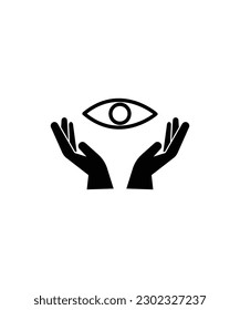 hand with eye icon, vector best flat icon.