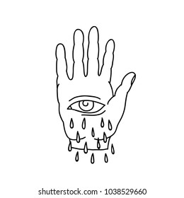 hand with eye illustration traditional tattoo flash
