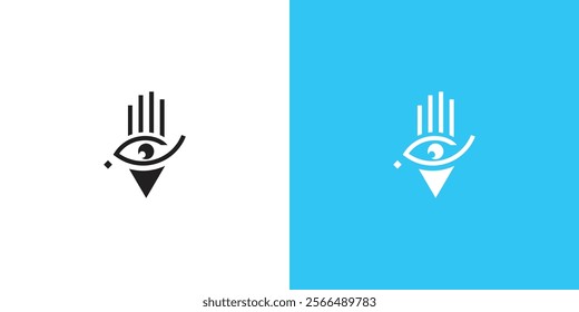 Hand eye logo design with modern concept premium vector