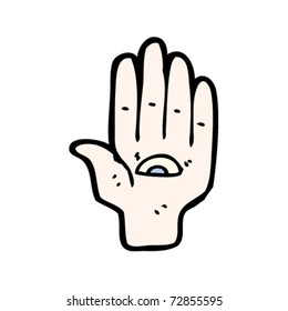 hand with eye in palm cartoon