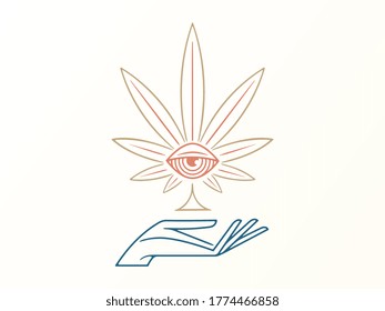 Hand and the eye of Sativa colored vector illustration