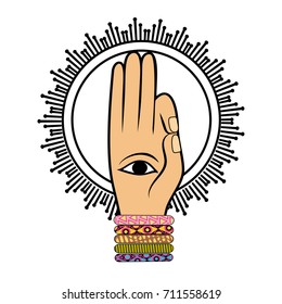 Hand and eye. Vector illustration.