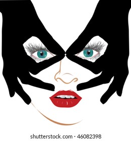 hand and face girl, background vector
