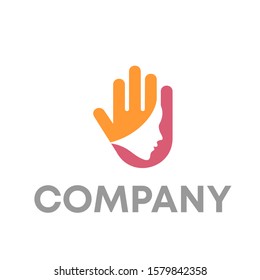 hand face logo icon design template sign