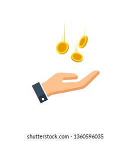 a hand and fallen coin. Abstract Vector icon