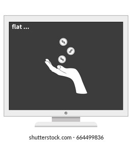 Hand with falling coins icon.