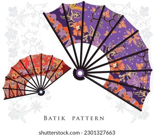 hand fan batik vector Betawi motif typical motif of Betawi batik cloth svg
